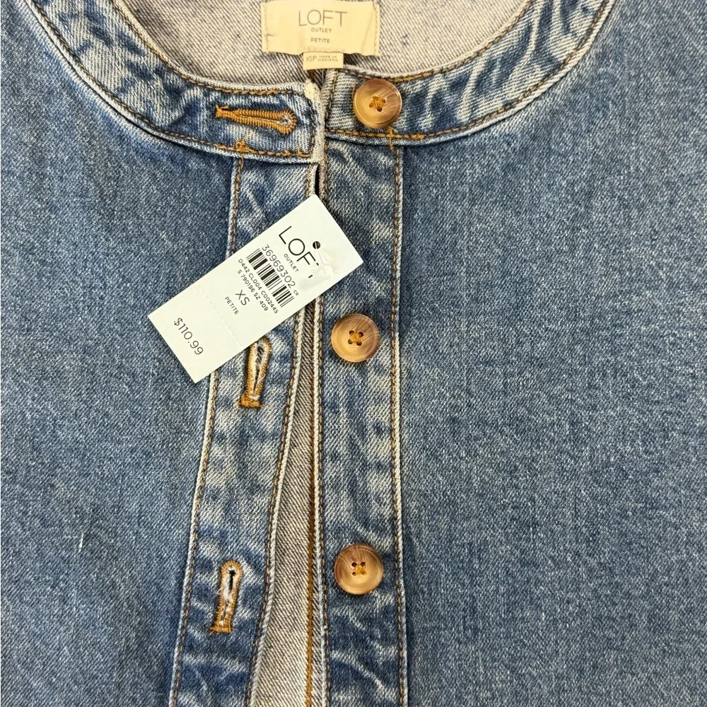 NWT The Loft Petite Blu Jean Denim Jacket Women’s Size XSP Button Front - Picture 4 of 8